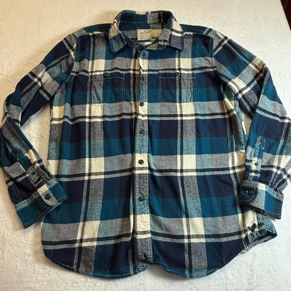 American Eagle Outfitters Other - American Eagle Outfitters Navy and Teal Plaid Flannel Shirt